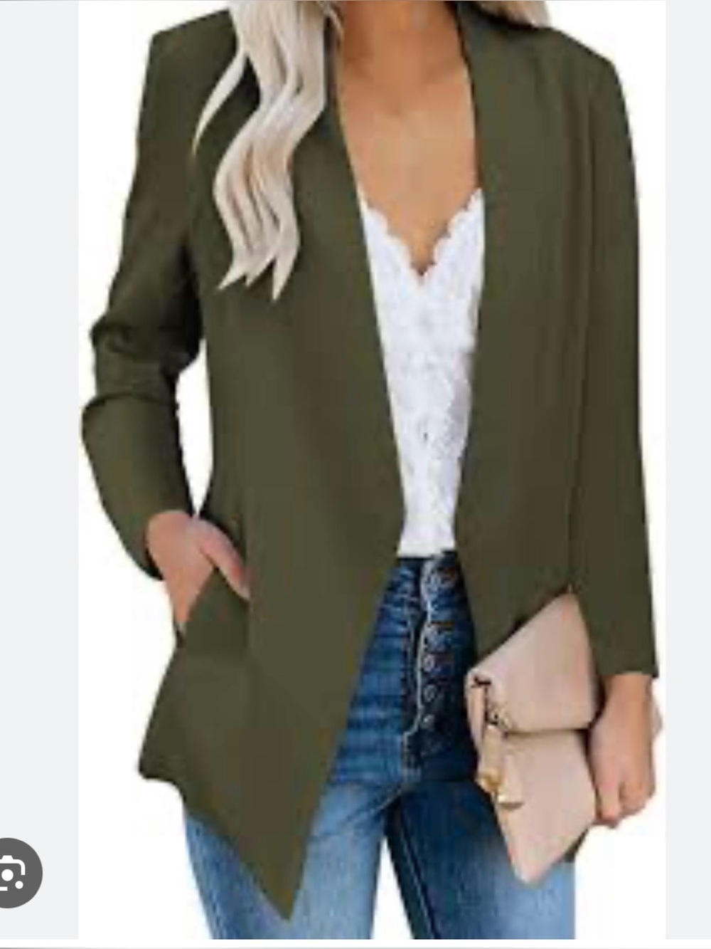 BCBGeneration Olive Open-Front Draped Blazer